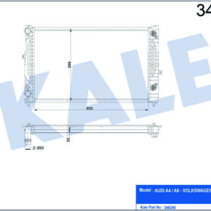 RADYATÖR PASSAT 96-00 A4 95-01 A6 00-05 ADP-AHL-ANA-ARM AC KLİMASIZ MEK OTOM 630x412x34 - KALE