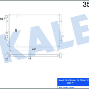 RADYATÖR AL/PL/BRZ LEON-TOLEDO II-VOLKSWAGEN BORA-GOLF IV 1.9 TDI 00 - KALE