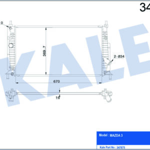 RADYATÖR 3 BL 1.6 2.0 08 AT-MT AL/BRZ 670X369.7X16 - KALE