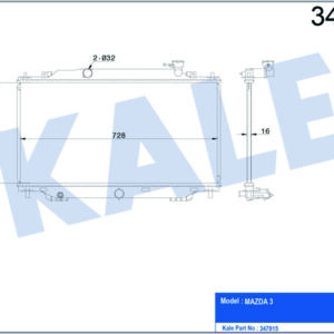 RADYATÖR 3 BM. BN 1.5 2.0 13 MT AL/BRZ 373X728X16 - KALE