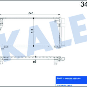 KONDENSER CHRYSLER SEBRING 2.0 2.4 01 07 KURUTUCU İLE BRAZING 626X312X16 KLİMA RADYATÖRÜ - KALE