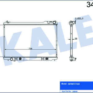 RADYATÖR INFINITI FX45 03 08 AT BRAZING 450X728X26 SU RADYATÖRÜ - KALE