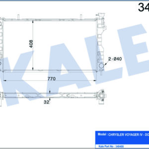RADYATÖR CHRYSLER VOYAGER IV-DODGE CARAVAN 3.3 3.8 00 08 AT-MT AC-NAC BRAZING 770X408X32 SU RAD YATÖRÜ - KALE