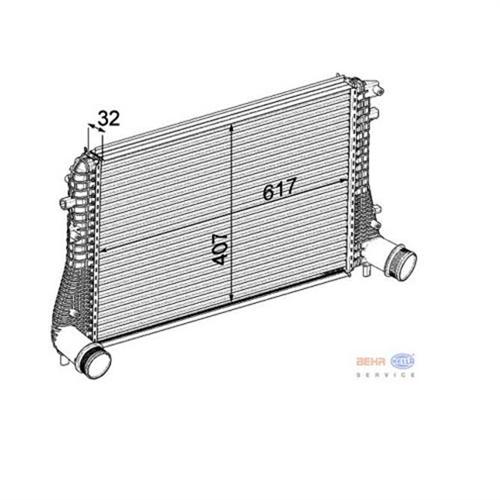 TURBO RADYATÖRÜ INTERCOOLER GOLF VI-JETTA-SCIROCCO-TOURAN-CADDY-OCTAVIA-A3-1.6-2.0 TDI 617x407x32 - MAHLE