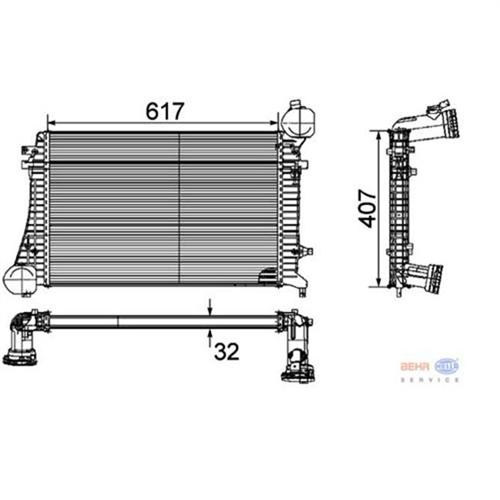 TURBO RADYATÖRÜ INTERCOOLER PASSAT 2.0TDI 05 617x407x32 - MAHLE