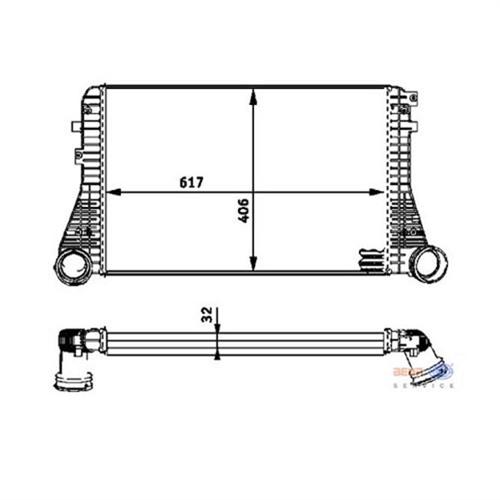 TURBO RADYATÖRÜ INTERCOOLER GOLF V-JETTA-TOURANT-A3-TT-LEON-TOLEDO-OCTAVIA-2.0-1.8- 1.9 617x406x32 - MAHLE