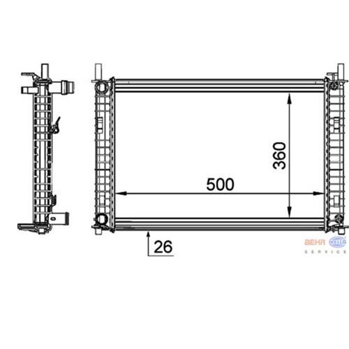 RADYATÖR FIESTA V 01 FUSION 02 1.4 TDCI AC KLİMASIZ MEK 500x356x26 - MAHLE