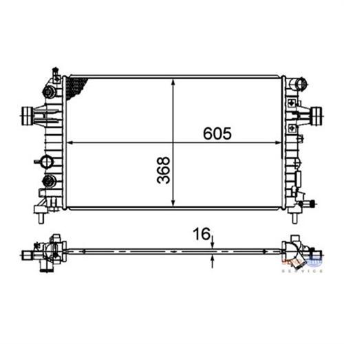 RADYATÖR ASTRA H 1.2-1.4-1.8-ZAFIRA B 1.6 AC KLİMASIZ MEK 600x368x16 - MAHLE