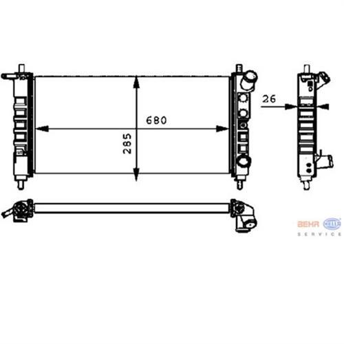 RADYATÖR CORSA B 1.0I 12V-1.2I 16V AC MEK 680x285x26 - MAHLE