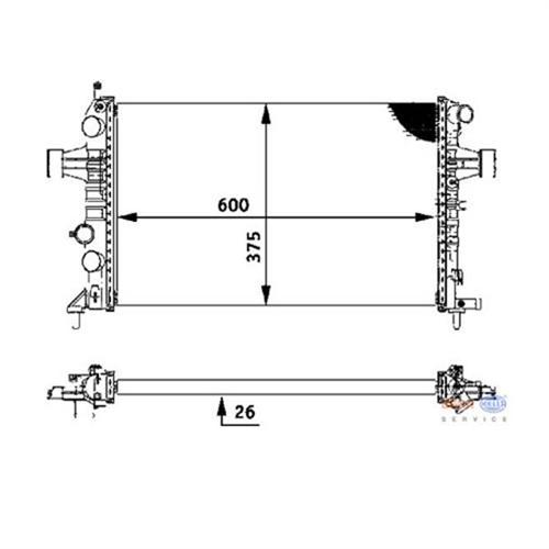 RADYATÖR ASTRA G-ZAFIRA 1.4 16V-1.6 16V-1.8 16V-2.0 16V-2.2 16V AC KLİMASIZ MEKANİK 600x375x26 - MAHLE