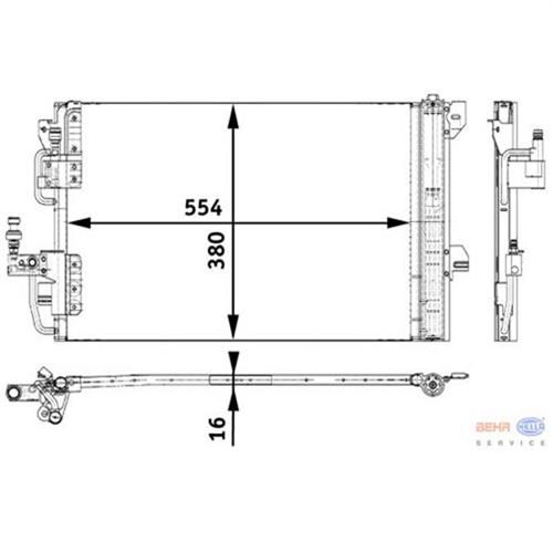 KLİMA KONDENSERİ KURUTUCU İLE ASTRA G 1.2 16V-1.4 16V-1.6 16V-1.8 16V-ZAFIRA A 2.2 16V 554x380x16 - MAHLE