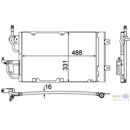 KLİMA KONDENSERİ ASTRA H 1.3-1.7-1.9CDTI-ZAFIRA 1.7-1.9CDTI 488x331x16 - MAHLE