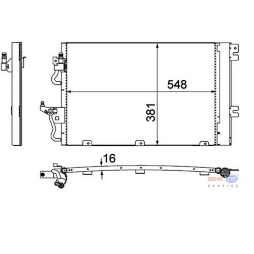 KLİMA KONDENSERİ KURUTUCU İLE ASTRA H-ZAFIRA B 1.4-1.6-1.8 548x381x16 - MAHLE
