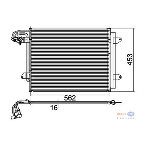 KLİMA KONDENSERİ KURUTUCU İLE CADDY III-TOURAN 03-09 1.4-1.6-1.9-2.0TDI 550x443 x16 - MAHLE