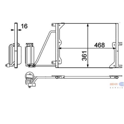 KLİMA KONDENSERİ KURUTUCU İLE VECTRA B 2.0DTI 16V-2.2DTI 16V 475x370x16 - MAHLE