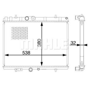 RADYATÖR 307-407-C4-C5-BERLINGO-PARTNER1.6-1.8-2.0 HDİ AC KLİMASIZ MEK 380x552x26 - MAHLE
