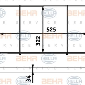 RADYATÖR CADDY I 82-92 -GOLF I-II 76-92 -JETTA I-II 78-91 -TOLEDO I 91-99 525x 322x34 AC /- - MAHLE