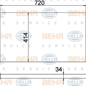 RADYATÖR TRANSPORTER T4 96-98 UZUN KASA AC KLİMASIZ MEK 720x414x34 - MAHLE