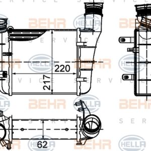 TURBO RADYATÖRÜ INTERCOOLER A4 2.0TDI-TFSI 04-08 -SEAT EXEO 1.8TSI-2.0TFSI-TDI 09 220x217x62 - MAHLE