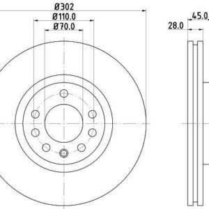 ÖN FREN AYNASI VECTRA C-SIGNUM 03 SAAB 9.3 02 1.8 2.0 16V 2.2. 3.0 302x28x7DLxHAVALI - MARELLI