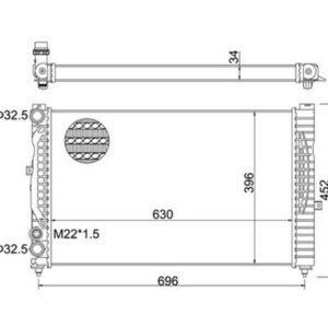 RADYATÖR PASSAT-A4-A6-SUPERB 1.6-1.8-2.4-1.9TDI-2.6-2.3 VR5-2.0-2.8 AC KLİMASIZ MEK 632x415x34 - MARELLI
