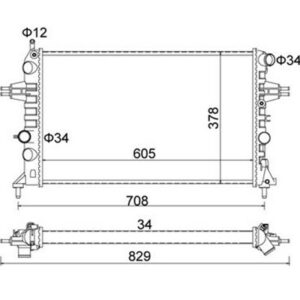 350213970003 RADYATÖR ASTRA G 1.4 16V-1.6 16V-1.8 16V-2.0 16V AC KLİMASIZ MEKANİK 610x3778x23 - MARELLI