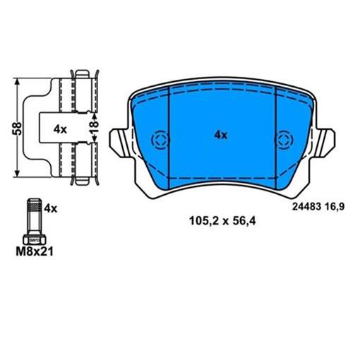 ARKA BALATA CADDY-TIGUAN-PASSAT-A6-Q3 11 GDB1763 WVA24483 105.5X56.4X17 MM - MARELLI