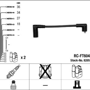 ATEŞLEME KABLOSU SETI RC-FT604 CINQUECENTO 0.9 91-94 SEICENTO 0.9 97-08 - NGK