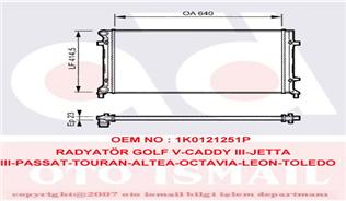 RADYATÖR GOLF V-CADDY III-JETTA III-PASSAT-TOURAN-A3-LEON-OCTAVIA AC KLİMASIZ MEK OTOM 640x414.5x23 - VALEO