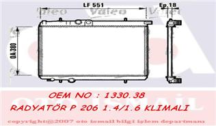 RADYATÖR P206 1.4/1.6 KLİMALI E.NO 732306 - VALEO