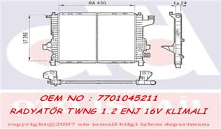 RADYATÖR TWNG 96 1.2 ENJ 16V AC MEK OTOM 430x395x24 - VALEO