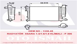 RADYATÖR XSARA 97-00 306 93-00 1.4-1.6-1.8-2.0 AC MEK 610x377.5x23 - VALEO