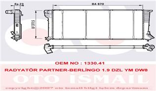 RADYATÖR PARTNER-BERLINGO-XSARA-306 1.9DZL DW8 98-02 KLİMASIZ MEK 670x377.5x23 - VALEO