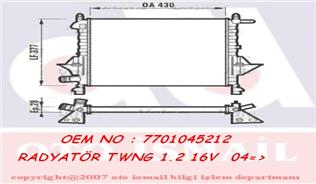 RADYATÖR TWNG 1.2 16V 04 KLİMASIZ MEK 430x377.5x25 - VALEO