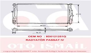 RADYATÖR PASSAT-A4-A6-SUPERB 1.6-1.8-2.4-1.9TDI-2.6-2.3 VR5-2.0-2.8 AC KLİMASIZ MEK 632x414x23 - VALEO