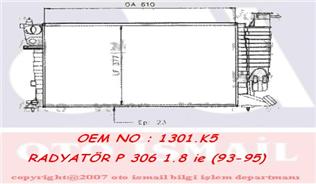 RADYATÖR P306 1.8 ie 93-95 ZX 91-97 MEK XU5JP 610x377.5x23 - VALEO