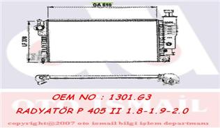 RADYATÖR P405 II 1.8-1.9-2.0 87-95 XU52C AC MEK 630x377.5x23 - VALEO