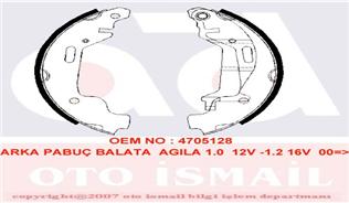 ARKA PABUÇ BALATA AGILA 1.0 12V 1.2 16V 2000 12.2007 180X26 GS8468 - VALEO