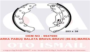 ARKA PABUÇ BALATA BRAVO BRAVA 1.2 1.6 1.8 1.9JTD 95-01 MAREA 1.4 1.6 1.8 1.9JTD 96-02 203x38 - VALEO