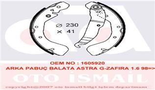 ARKA PABUÇ BALATA ASTRA F-G-H-COMBO 01 05 VECTRA B 95-03 ZAFIRA A 99 05 228X42 - VALEO