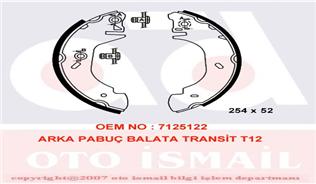 x ARKA PABUÇ BALATA TRANSIT T12 2.0 2.5DI 2.5TD 94-00 254x52 - VALEO