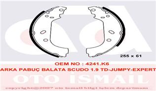 ARKA PABUÇ BALATA JUMPY 95-00 EVASION 94-02 SCUDO 99-06 EXPERT 96 255x60 - VALEO