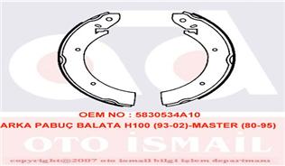 x ARKA PABUÇ BALATA H100 2.4 2.5D 2.5TD 93-02 -MASTER 80-95 254x57 - VALEO