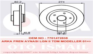 ARKA FREN AYNASI LGN II 1.8 1.9DCI 2.0 2.2 3.0 03/01 SCENIC 9.05 274x11x5D - VALEO