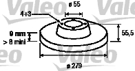 ARKA FREN AYNASI COROLLA 1.4 D 07/04 2.0 D-4D 1.02 279x9x4DL - VALEO