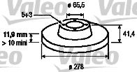 ARKA FREN AYNASI VECTRA C 02 SIGNUM 03 SAAB 9.3 02 CROMA 05 278x12x5DL DOLU - VALEO