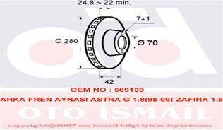 ARKA FREN AYNASI ASTRA H-COMBO C 02 MERIVA A-B 03 ASTRA G 1.8-2.0 98 ZAFIRA A 264x10x5DL - VALEO