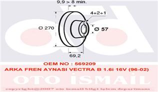 ARKA FREN AYNASI VECTRA B 96-02 270 x 10 x 4DL DOLU 90495268 - VALEO