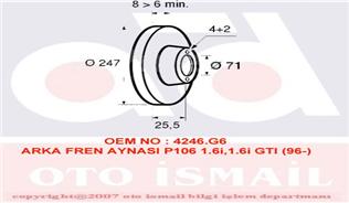 ARKA FREN AYNASI P106 SAXO 1.6i.1.6i GTI 96 206 98 306 97-01 XSARA 97 247x8x4DL - VALEO