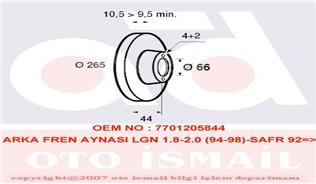 ARKA FREN AYNASI LGN 1.8 2.0 2.2 D 93/03.01 SAFRANE 2.0 2.2 4.92/7.96 265x10.5x4DL - VALEO